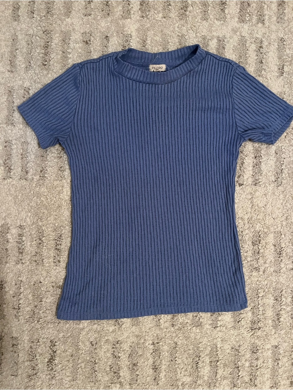 Anthropologie Pilcro Short-Sleeve Ribbed Tee in Blue